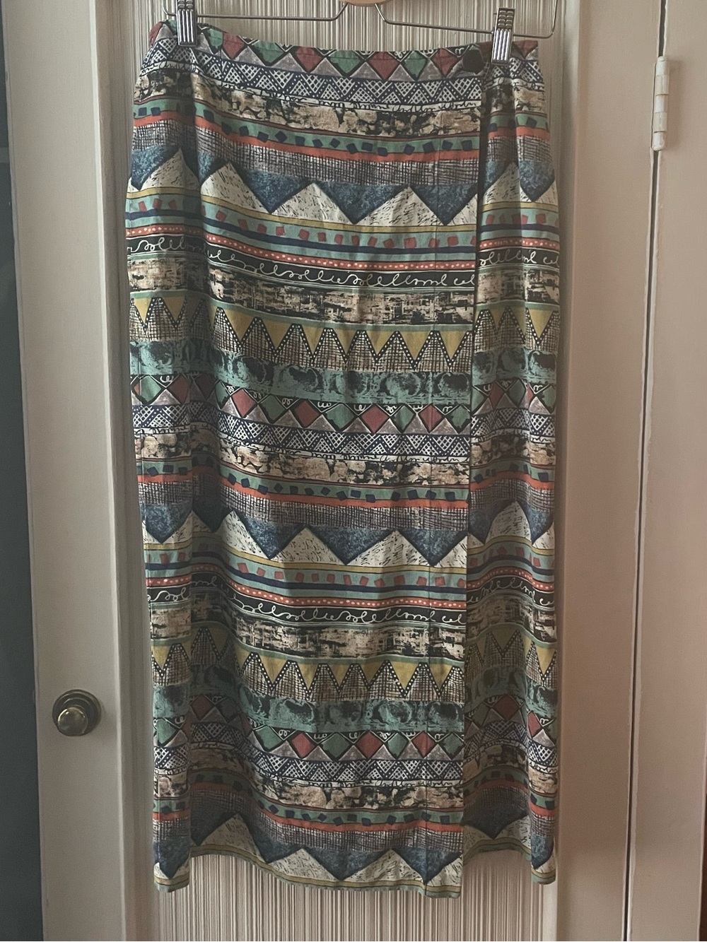 Vintage 100% Silk Tribal Wrap Maxi Skirt